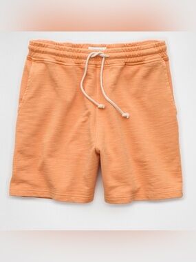 Men's Classic Knit Drawstring Shorts - orange. Size medium.